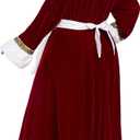 VAPICK Mrs. Claus Costume for Women Santa Costume Adult 5PCS Plus Size Deluxe Velvet Christmas Santa Dress Outfit (Red, XXL)