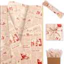 100 Sheet Red Vintage Newspaper Tissue Paper, Red 20x14in Old Newsprint Gift Wrapping Paper Retro Kraft Magazine Art Craft Newsprint Tissue for Wedding Valentine's Day Birthday Party Decor Gift Crafts