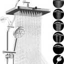 Hibbent cUPC Certified 13'' Shower Head Combo, High Pressure 5 Spray Rainfall Showerhead, 10 Spray Mode Handheld, All Metal Easy Reach 4-way Diverter Arm with Pause Mode, 71'' Hose and Holder, Chrome