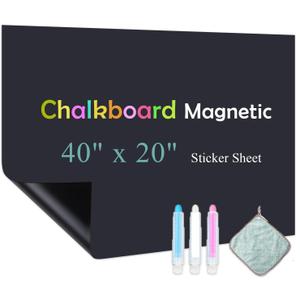 Qiytecno Chalk Board Contact Paper with Adhesive, 40" x 20" Magnetic Chalkboards for Wall, Wallpaper Sheets for Office for School and Kids, Includes Liquid Chalks Markers and Dishcloth and Magnet (Black)  Qiytecno Chalk Board Contact Paper with Adhesive, 40" x 20" Magnetic Chalkboards for Wall, Wallpaper Sheets for Office for School and Kids, Includes Liquid Chalks Markers and Dishcloth and Magnet (Black)