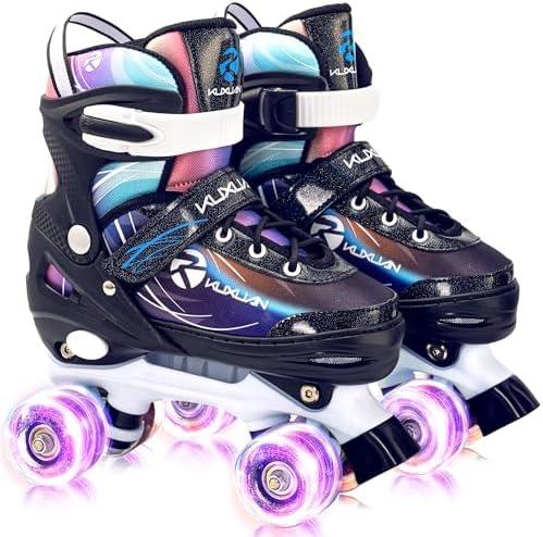 Roller Skates for Kids Girls, Adjustable Women Roller Skates with Light Up Wheels for Children Sports & Indoor Outdoor, M (33-37)