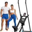 3-Level Adjustable Cardio Stair Stepper for Home, Folding Vertical Stair Stepper with Non-Slip Pedals & LCD Monitor, Portable Stair Stepper with Resistance & Handlebar, Supports 350 LBS, Unisex