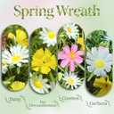 22" Spring Summer Wreath for Front Door, Artificial Floral Wreath with Pink Cosmos Yellow Chamomile White Daisies and Wild Grass, Indoor Outdoor Spring Summer Home Decor for Porch Window Wall