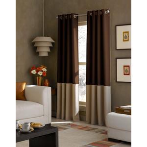 Curtainworks Kendall Color Block Grommet Curtain Panel, 84-Inch, Chocolate (52"W x 84"L (Pack of 1))