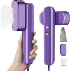 Travel Steamer for Clothes, 100–230V Dual Voltage 2-in-1 Handheld Garment Steamer & Iron, 15s Fast Heat-Up, 80ml Leak-Proof Tank, Large Ceramic Plate, Auto Shut-Off, Portable for Home & Travel