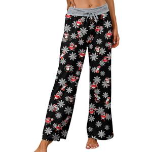 ALISISTER Christmas Womens Pajama Pants Casual Comfy Sleepwear Wide Leg Drawstring Bottoms with Pockets XL