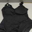 One Piece Swimsuit for Women Mesh Tummy Control Bathing Suit V Neck Slimming Swimwear (Large, Black)