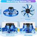 Drone for Kids Flying Toys,2025 Upgrade LED Fidget Spinner, Hand Operated Fidget Flying Spinner Toy for Indoor Outdoor,Christmas Birthday Gifts for 6 7 8 9 + Year Old Boys Girls(Blue,ABS)