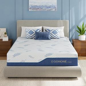 EGOHOME Plush King Size Mattress 14 Inch Memory Foam Mattresses Bed in a Box with Gel Foam and Removeable Fiberglass Free Cover for Cool Sleep and Back Pain Relief, CertiPUR-US Certified