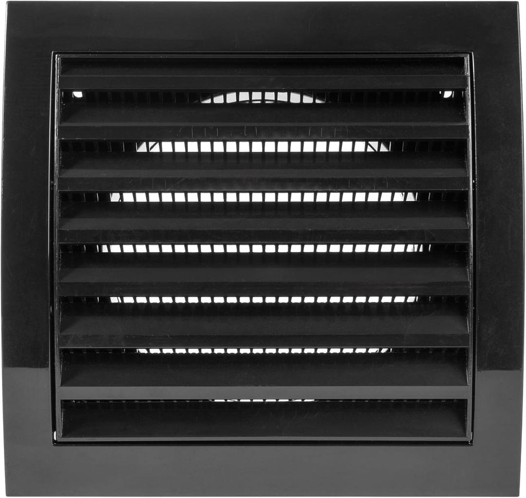 Vent Systems 4 Inch Black Plastic Exterior Vent Hood Cap  Heavy-Duty Louvered Cover with Backdraft Damper and Mesh Screen  HVAC Exhaust Grille for Bathroom Dryer Garage Outdoor Walls