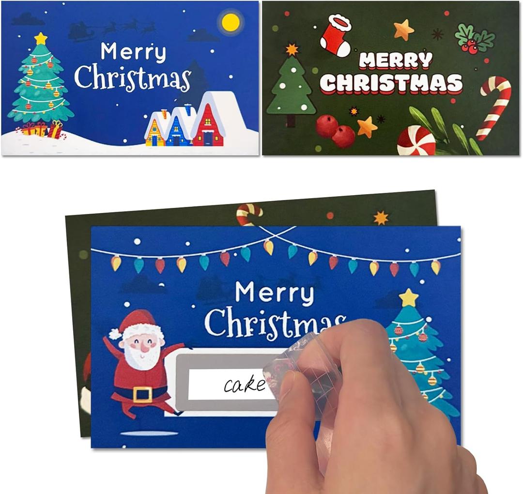 100 PCS Christmas Scratch Off Cards, DIY Custom Christmas Scratch Off Stickers, Your Own Game Tickets for Prizes Gift Scratch Cards for Small Business Holiday Birthday Party Favors Games Supplies (100-Blue Green)