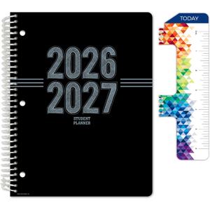 Global Datebooks 2026-2027 Middle & High School Student Planner 8.5" x 11" - Dated Weekly & Monthly Academic Planner w/Ruler/Bookmark & Stickers, For Homework, Matrix Style, Triple Stripe