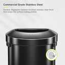 EKO Urban 16 Gallon Semi-Round Open Top Waste Bin, Stainless Steel Half Round Commercial Trash Can for Indoor and Outdoor, Extra Large Garbage Bin for Home, Office, Restaurant, 60L, Matte Black