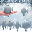 12 Pcs Grey Blue Velvet Christmas Ornaments Large Glass Velvet Christmas Balls Ornaments Bulk Flocked Tree Bulbs Set for Xmas Tree Party Holiday Decoration(No Diamond)