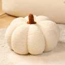 Halloween Pumpkin Pillow Decor, Pumpkin Plush Pillow Fleece Stuffed Pumpkins Decoration Halloween Pumpkins Throw Pillow for Couch, Soft Halloween Pumpkin Decor Gifts (White, 8'')