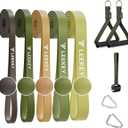 LEEKEY Resistance Bands, Exercise Bands with Handles,Pull Up Assist Bands - Band Set with Door Anchor - Bands for Working Out,Band for Men and Women Fitness Training,Home Workouts (5-125LBS GREEN WITH HANDLE)