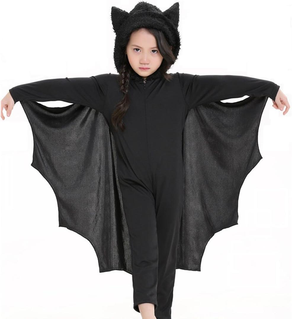 COOLJOY Kids Unisex Vampire Bat Costume, Jumpsuit Halloween Cosplay Costume Set (Medium)