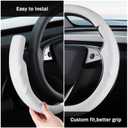Steering Wheel Cover for Tesla Model 3 2024-Present Highland/Tesla Model Y Juniper 2025-Present, Leather Steering Wheel Cover for Tesla Model 3 Highland/Y Juniper Accessories, White