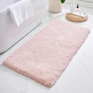 ILANGO Pink Bathroom Rugs 60"  24" Non Slip & Super Absorbent Extra Thick Soft, Washable Bath Carpet Runner for Floor, Microfiber Plush Shaggy Bath Mats with Rubber for Bedroom Bathtub Shower Room