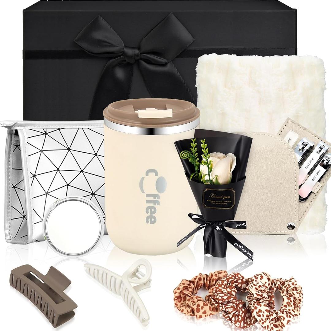 Birthday Gifts for Women Happy Bestie Birthday Gift Basket for Women, Mom, Wife, Girlfriend, Sister, Christmas, Valentine's Day, Mothers Day Gifts (Black)
