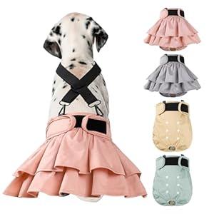 Washable Female Dog Diapers (4 Pack+1 Suspenders), Reusable Female Girl Doggy Doggie Puppy Wraps Panties Belly Band for Pet Heat Period Pooping Peeing Potty Training Incontinence Marking Medium