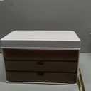 StorBin 3 Large Drawers Makeup Organizer - 5 Tier Bathroom Counter Organizers and Storage, Versatile Perfume Vanity Organizer, Ideal for Cosmetic, Large Skincare, Face Mask, Office Supplies, Amber