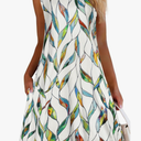 Women's Summer Dresses 2025 Beach Casual Sleeveless Floral Print Tank Loose Sundress with Pocket, S