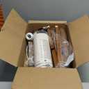 LEPOWER Mid Century Wood Standing Lamp, Modern Design Shelf Floor Lamp for Living Room, Bedroom, Office, Flaxen Shade with E26 Base, Perfect for Reading or Ambient Lighting Dark Brown