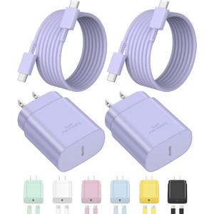 Type C Charger Fast Charging for iPhone 17 16 15,USB C Samsung Chargers Block 25W Super Fast Chargers for Samsung Galaxy S25/S24 S23 S22 S21/iPhone Air/17/17 Plus/17 Pro Max/16 Pro Max/15 Plus(Purple)
