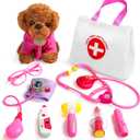 Doctor Kit for Toddlers 3-5 Girl Toys Birthday Gift for 2 3 4 Year Old Girls Kids Doctors Play Set with Plush Dog, Toy Stethoscope & Carrying Bag for Veterinarian Pretend Play