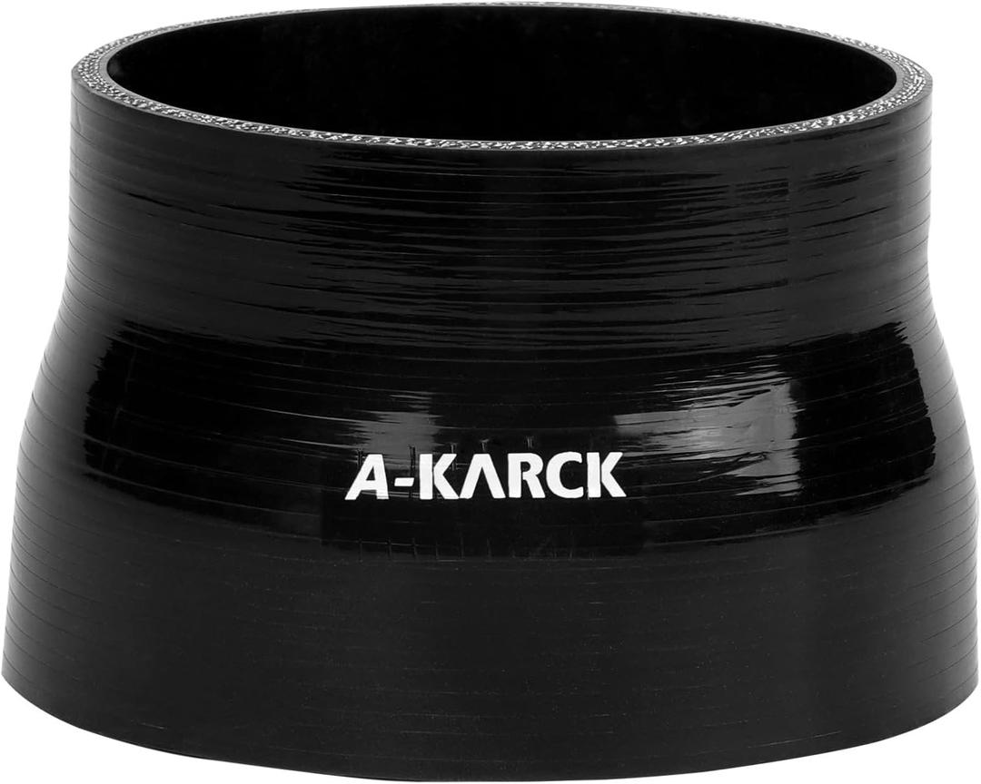 A-KARCK 4'' Silicone Duct Reducer, 4'' to 5'' ID Silicone Pipe Straight Coupler Hose 3'' Length Universal 4-Ply Reinforced Silicone Coupler Black