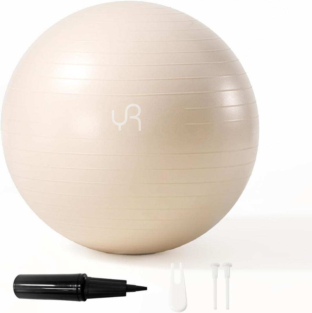 YR Exercise Ball 21.6''/25.6''/29.5'' Yoga Ball for Workout Pregnancy Stability, Anti Burst Fitness Ball for Home Gym, Core & Balance Training, Physical Therapy - White
