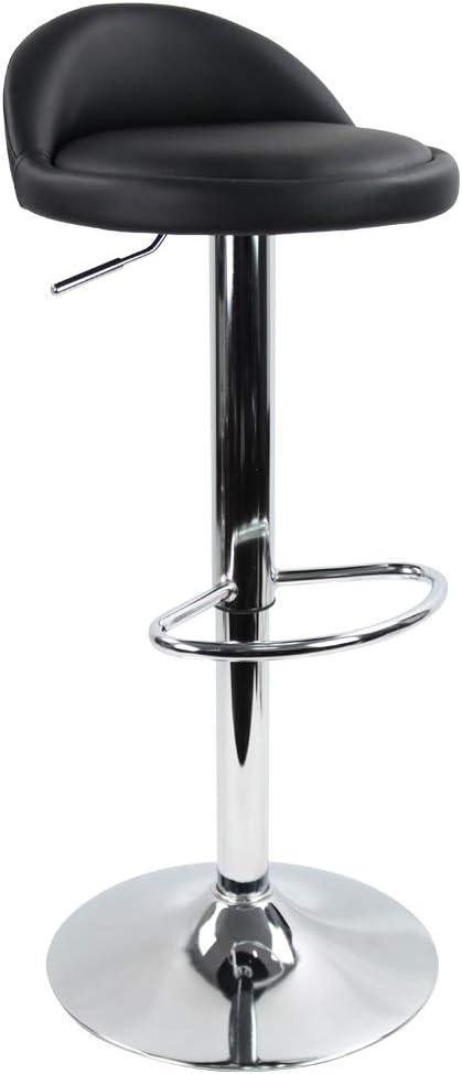 KKTONER PU Leather Round Bar Stool with Back Rest Height Adjustable Swivel Pub Chair Home Kitchen Bar stools Backless Stool with Footrest (Black)