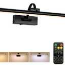 Tassuowell Picture Light Battery Operated with Remote, 3CCT Dimmable Picture Light for Paintings, Black Rechargeable 24 inch Battery Operated Wall Sconce for Art Lighting Gallery Portrait Artwork