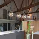 Brikey Glass Spherical Pendant Light,Gold Iron & Glass Globe Hanging Ceiling Lamp (9.8, Grey)