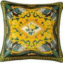 Dorachic Euro Shams Velvet Mustard Yellow Throw Pillow Covers 18x18, Bird Pillow Covers Animal Print Accent Pillow for Bed Couch Grandmillennial Home Decor, Yellow Magpie