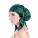 SissiLita 100% Silk Bonnet for Sleeping, Large Sleep Cap With Tie Band for Curly Hair Care, Hair Wrap (Emerald)