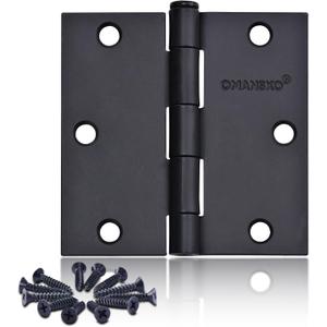 18 Pack Black Door Hinges, 3.5 x 3.5 Inch Black Hinges for Interior Doors 3 1/2 Inch Hinges for Residential Doors, Square Corners Interior Door Hinges for Standard Flat/Bedroom