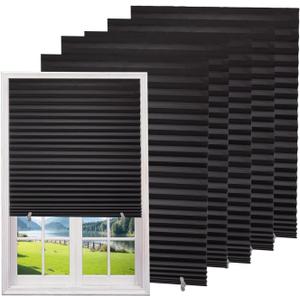 Changshade 6-Pack Temporary Blackout Paper Blinds for Window, Cut to Size Adhesive Paper Shades, Stick on Pleated Blinds,No Drill Easy Install,36" W x 72" H,Black