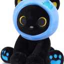 Black Cat Plush,8inch Blueberry Cat Stuffed Animals for Kids Cartoon Cats Plush, Cute Kitten Stuffy Gift for Kids Girl Boys Toddler Birthday