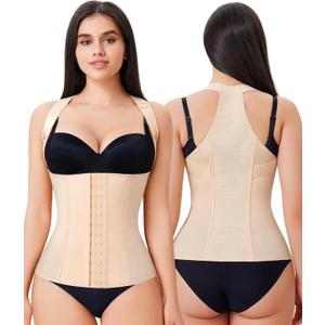 URSEXYLY Back Brace Posture Corrector for Women Adjustable Full Back Support Shoulder Straightener Upper and Lower Back Pain Relief(Beige,M) (Medium)