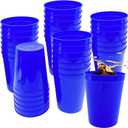 Stadium Cups, 16 oz, Reusable Plastic Tumblers, 30 Pack (Blue)