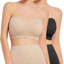 Strapless Bra for Women No Slip Silicone Grip Bandeau Bra Small