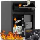 2.0 CUB Depository Drop Safe Fireproof, Front Drop Slot Lock Box with Digital Combination and Anti-Fishing, Silent Deposit Safe Box, Security Money Safe for Cash Slips Expense Business Office Home