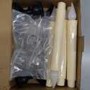 6 Pack Battery Operated Window Candles with Sensor Dusk to Dawn, Ivory Flameless Taper Candlesticks with Removable Black Base & Suction Cups, LED Candlestick for Christmas Decor Home, 12 AA Batteries