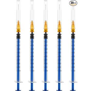 1ml Syringes , 1cc Luer Slip Disposable Syringes for Scientific Labs and Industrial Dispensing,Individually Wrapped, 20 Pack