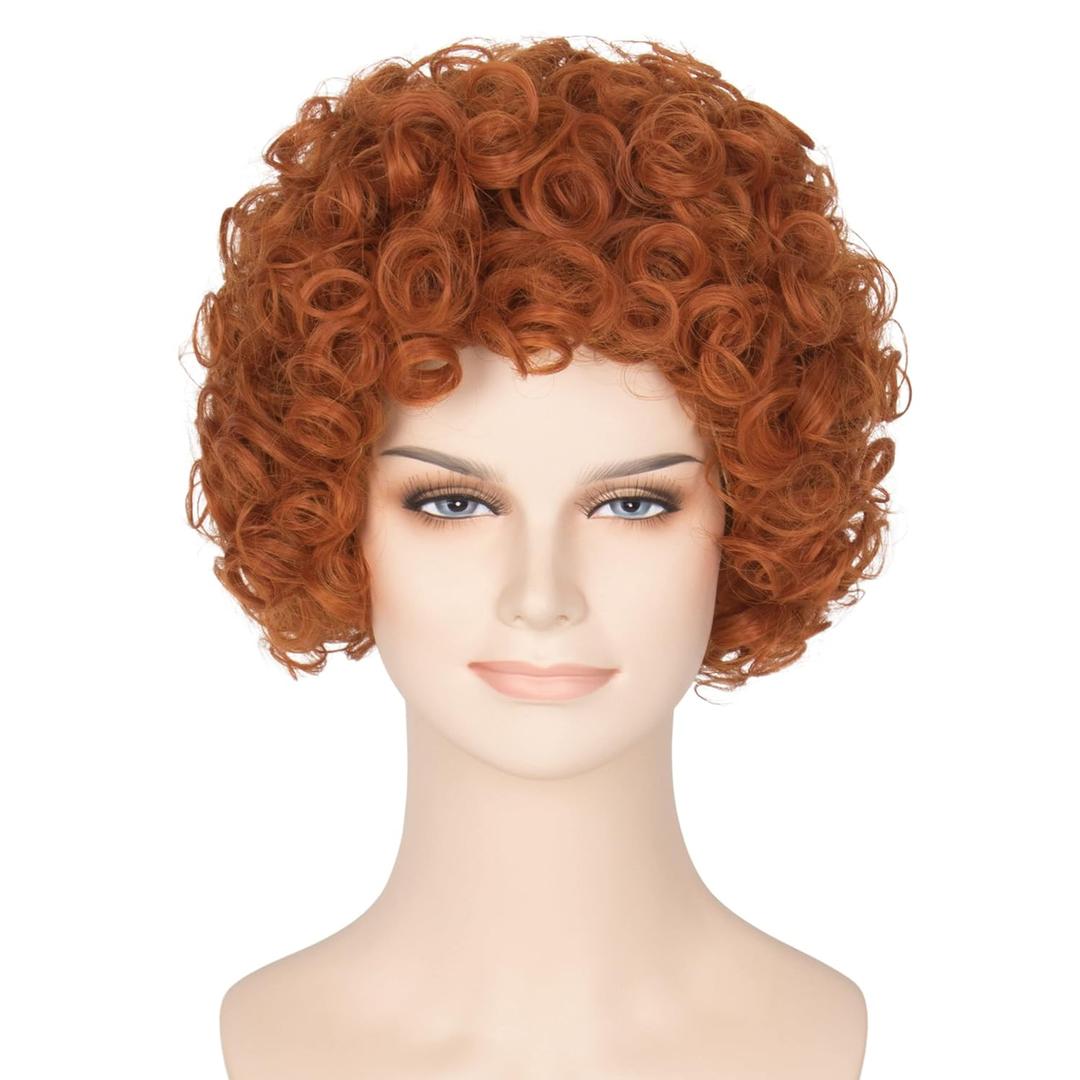 Miss U Hair Women Short Curly Red Orange Wig Halloween Cosplay Costume Wig