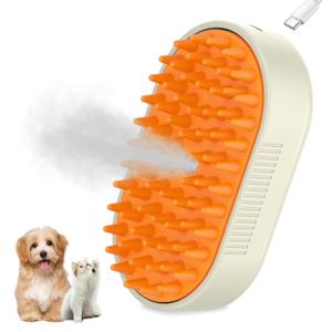 Cat Steam Brushes for indoor Cats Shedding,3 in 1 Silicone Steam Dog Brush for Deshedding Massage Grooming,Rechargeable Pet Hair Remover with Mist Cat & Dog Brush for Long/Short Haired Pets Yellow, Pack of 2