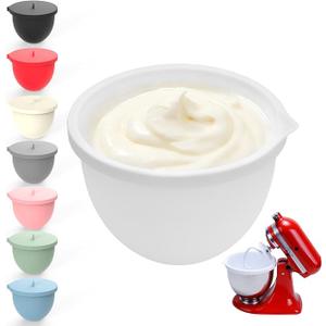 MGVK 5 Qt TiltHead silicone liners for kitchenaid stand mixer, Silicone Bowl Liners with Lids, Kitchen Aid Accessories and Attachments for Baking and Cooking (3pcs Green+Blue+White)