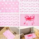 Maasechs 4 Pcs Christmas Pink Bow Bathroom Mat 16 x 24 Inch Coquette Bath Mat Room Decor Non Slip Absorbent Pink Bow Rug Washable Nonslip Doormat for Front Door Outdoor Housewarming Gift